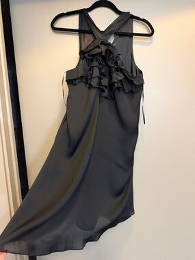 Express Black Ruffled-Back Midi Dress